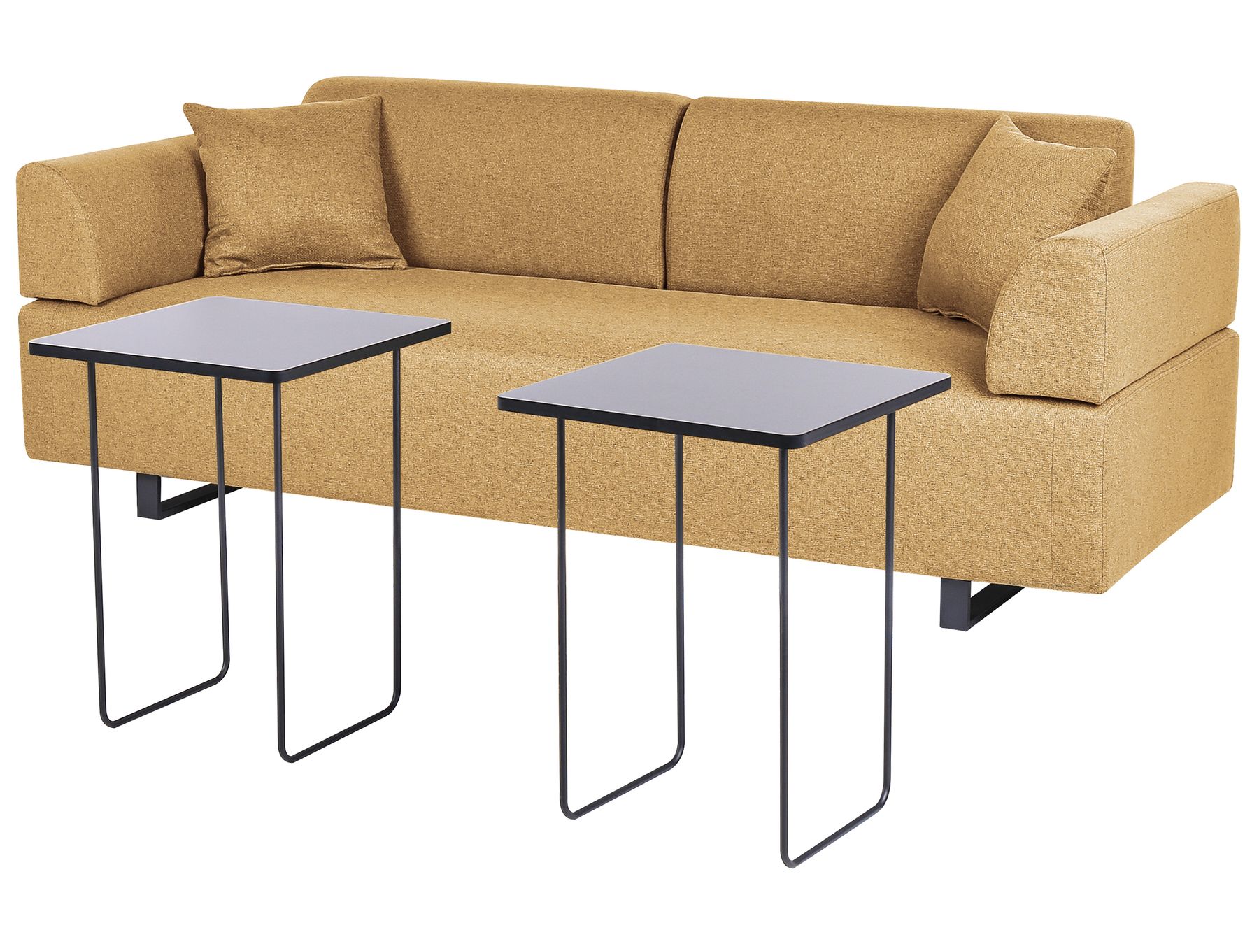 Sofa with Side Tables Yellow SOKNA