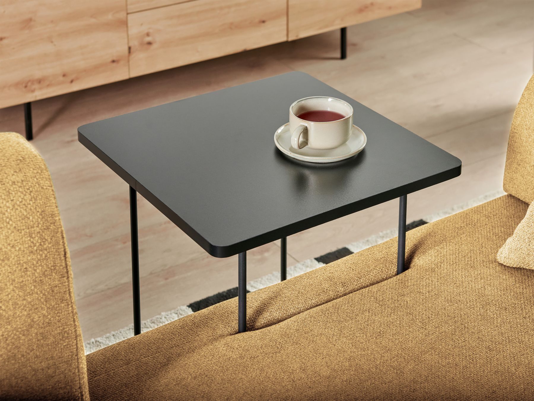 Sofa with Side Tables Yellow SOKNA