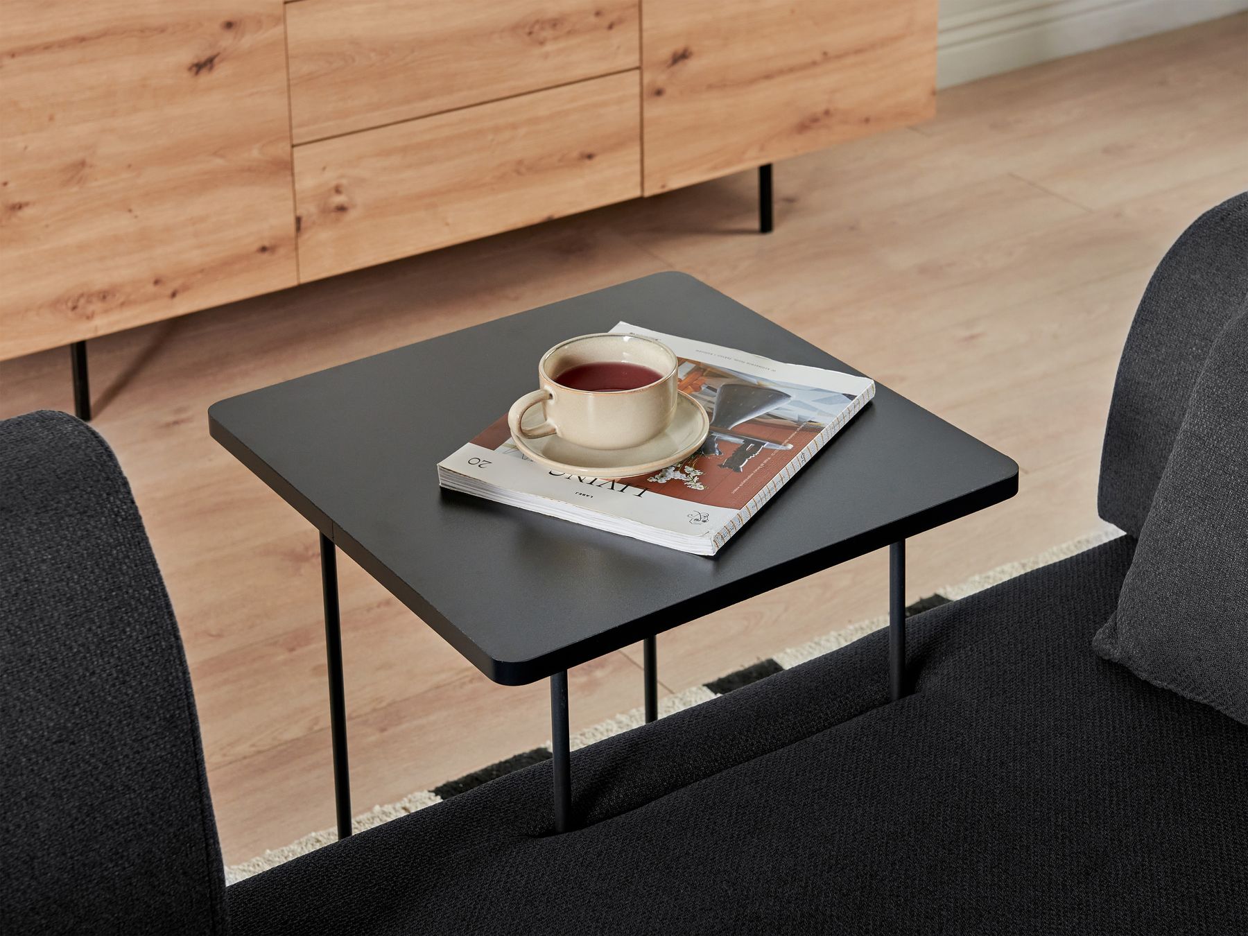 Sofa with Side Tables Black SOKNA