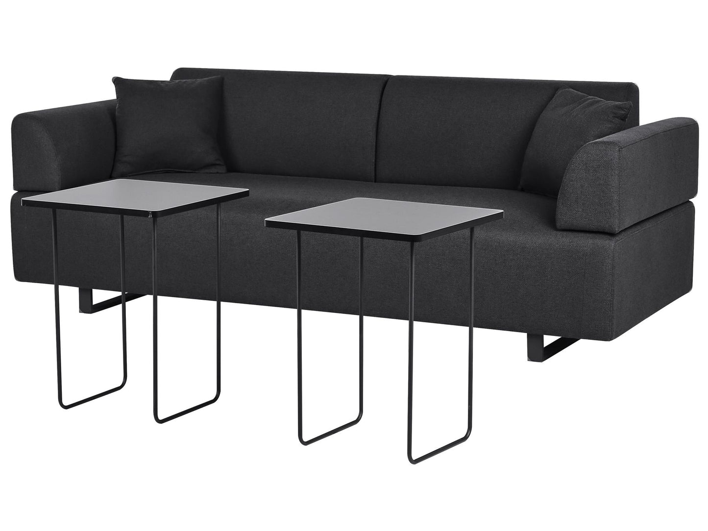 Sofa with Side Tables Black SOKNA