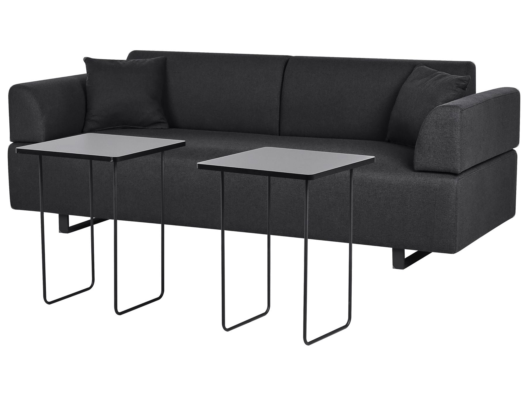 Sofa with Side Tables Black SOKNA