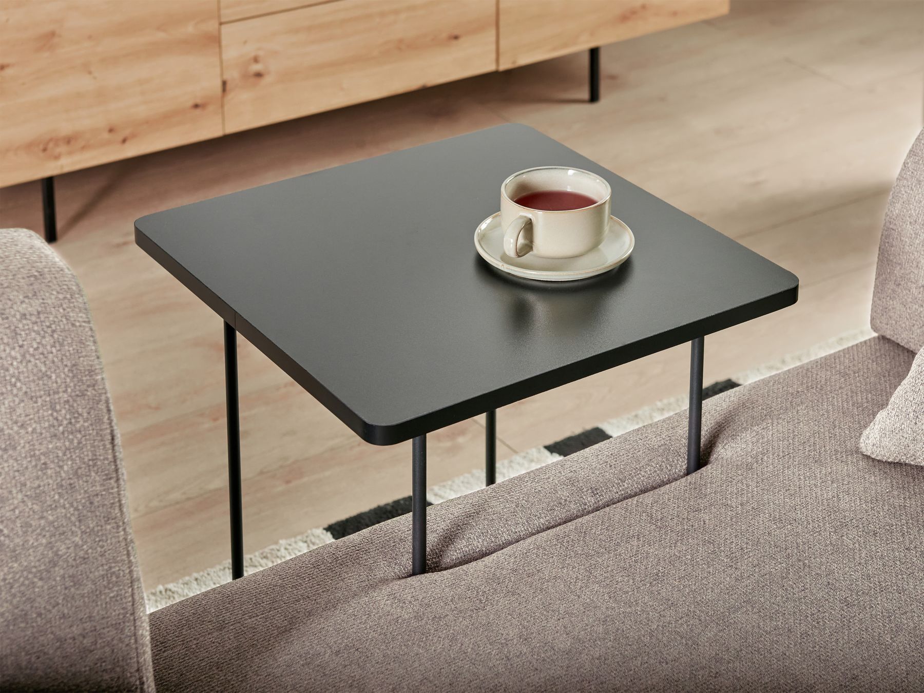 Sofa with Side Tables Brown SOKNA