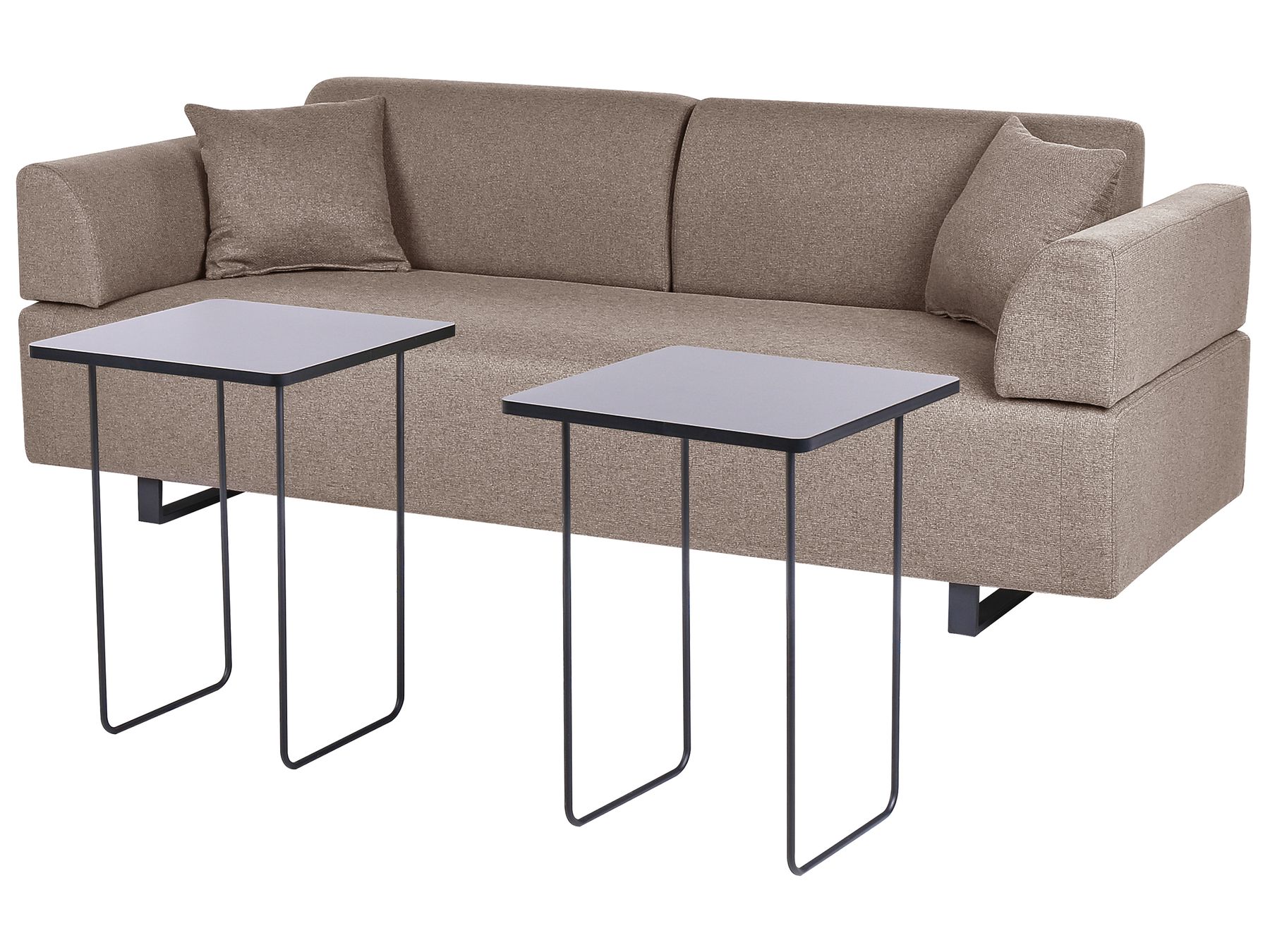 Sofa with Side Tables Brown SOKNA