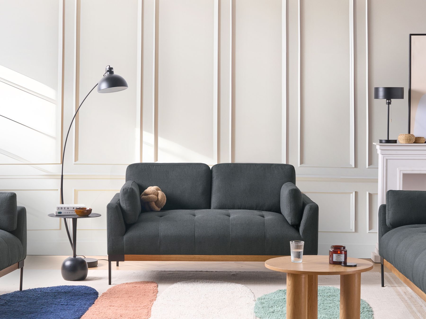 2 Seater Fabric Sofa Black SKAVEN