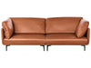 3 Seater Vegan Leather Sofa Golden Brown