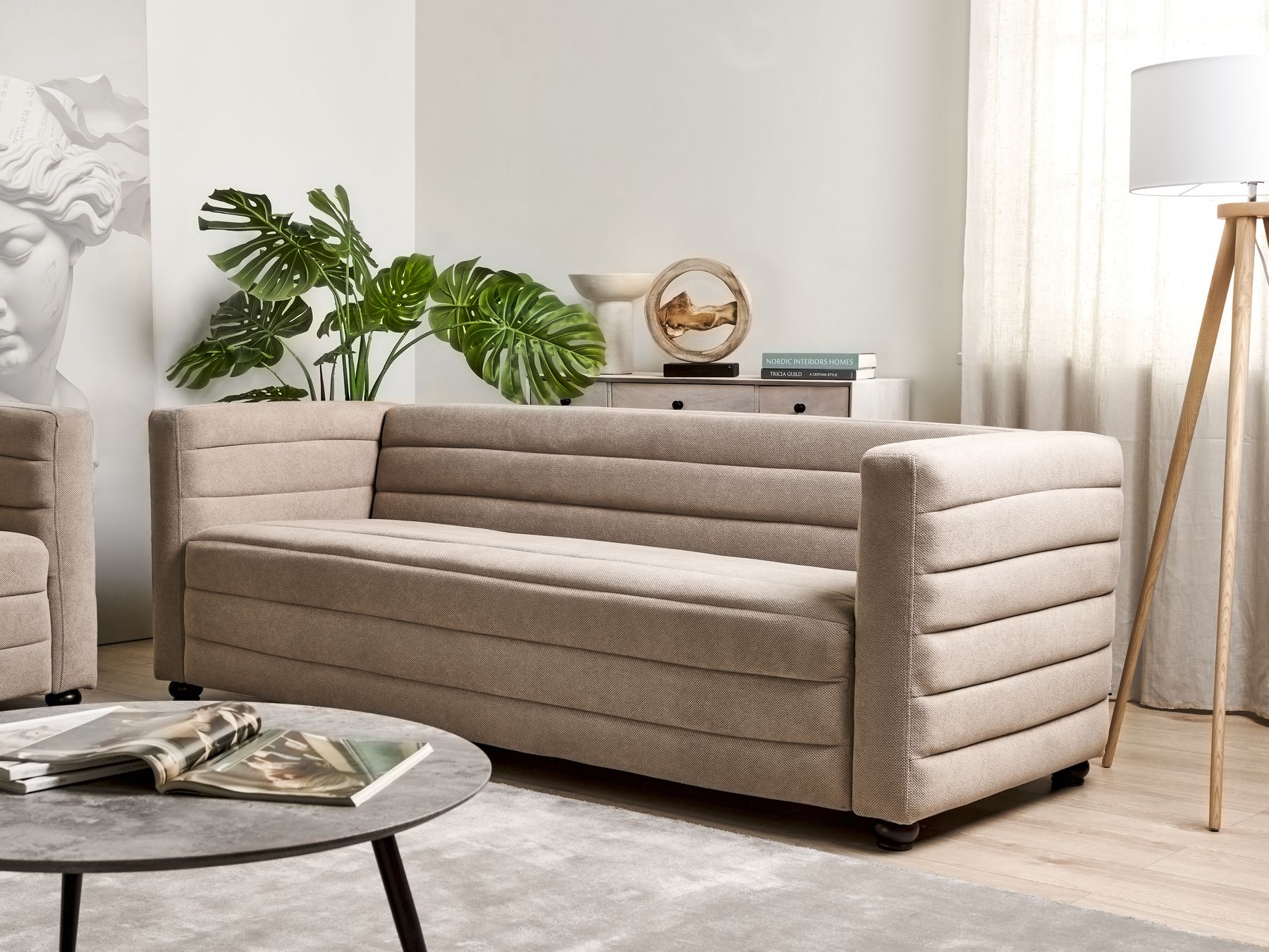 3 Seater Fabric Sofa Taupe HOFN