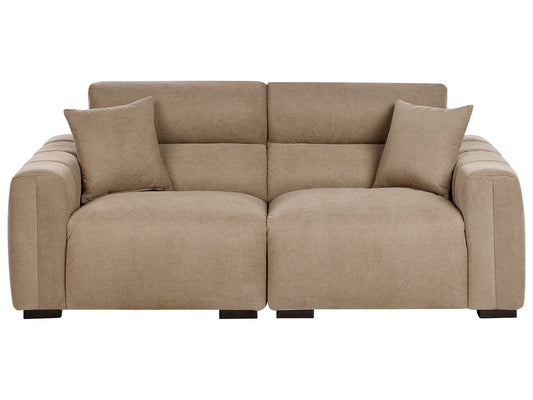 3 Seater Fabric Sofa Light Brown FAUSKAN