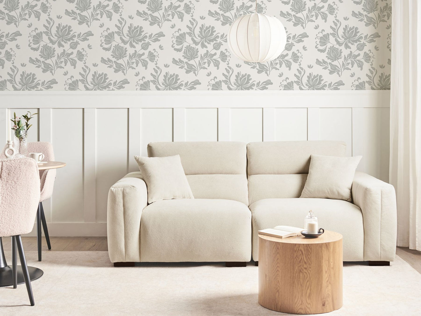 3 Seater Fabric Sofa Light Beige FAUSKAN