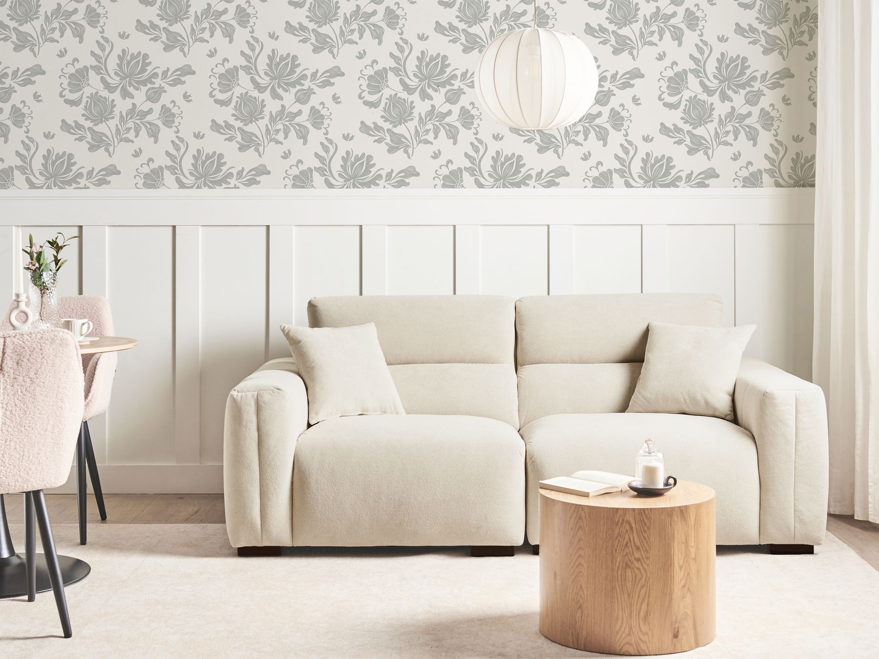 3 Seater Fabric Sofa Light Beige FAUSKAN