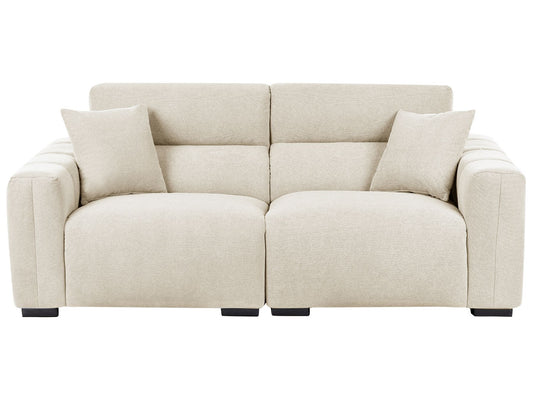 3 Seater Fabric Sofa Light Beige FAUSKAN