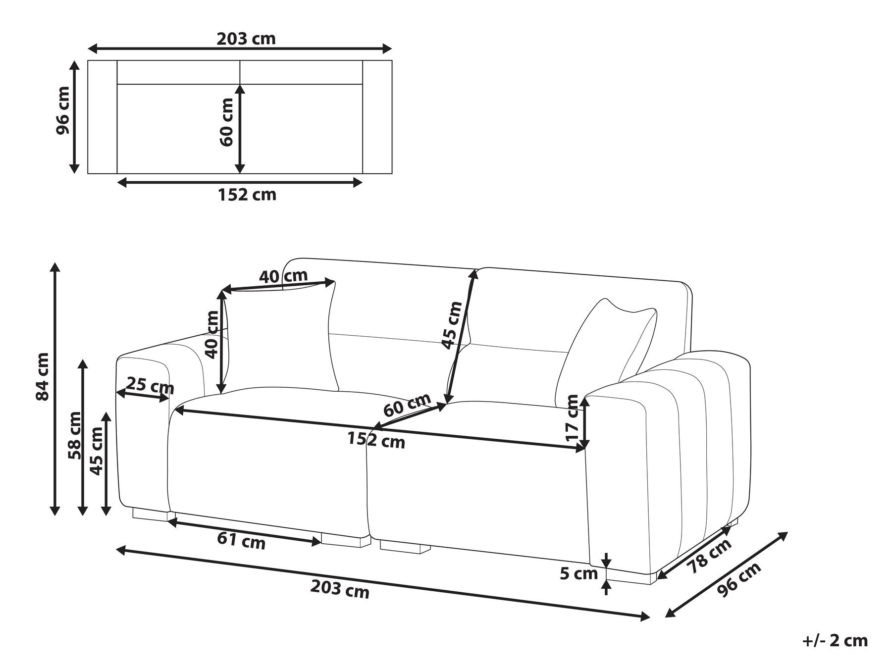 3 Seater Fabric Sofa Light Beige FAUSKAN