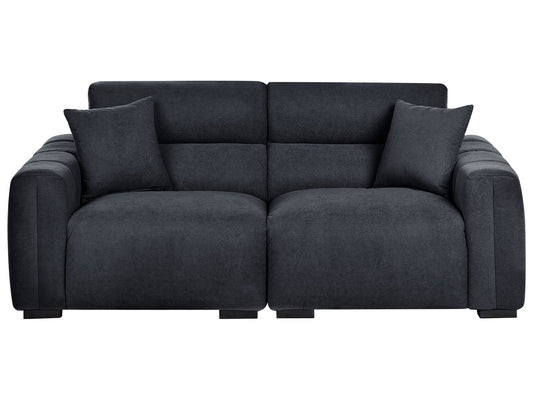 3 Seater Fabric Sofa Black FAUSKAN
