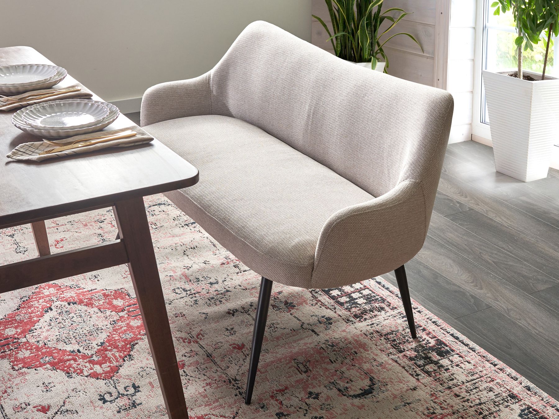 2 Seater Kitchen Sofa Beige ARENDAL
