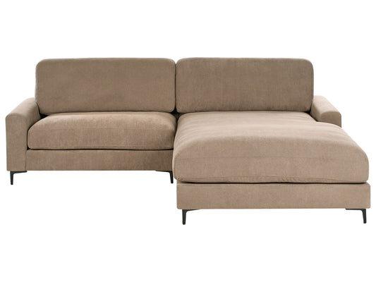 Left Hand Fabric Corner Sofa Brown MALOY