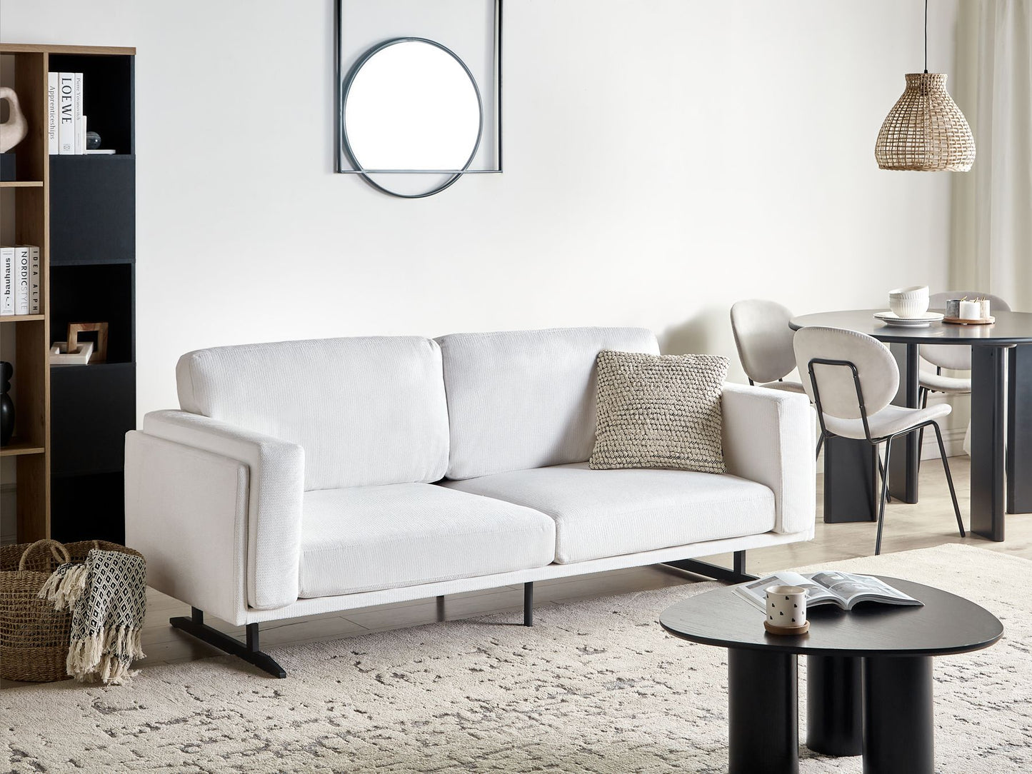 3 Seater Fabric Sofa White IDRE
