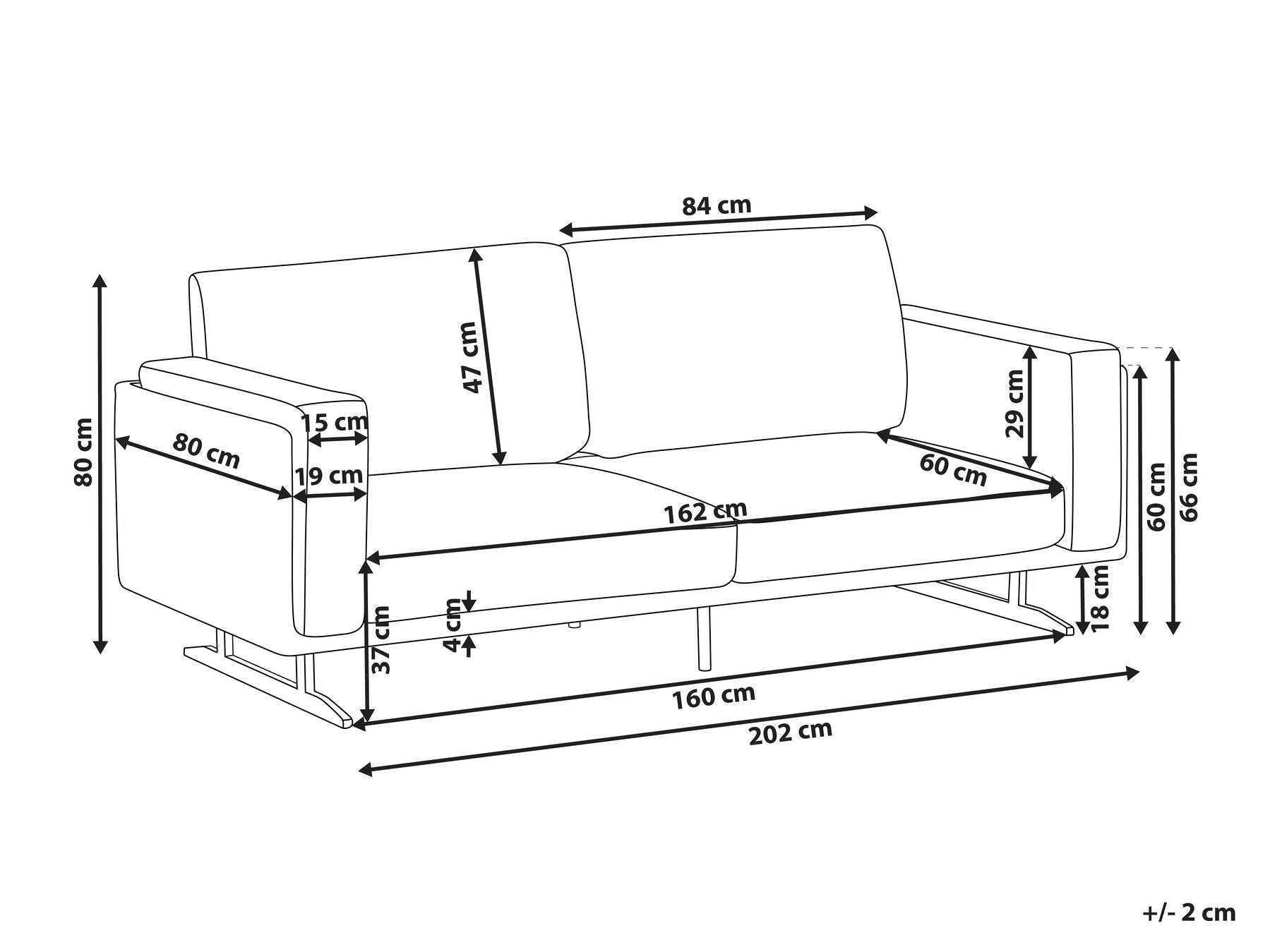 3 Seater Fabric Sofa White IDRE