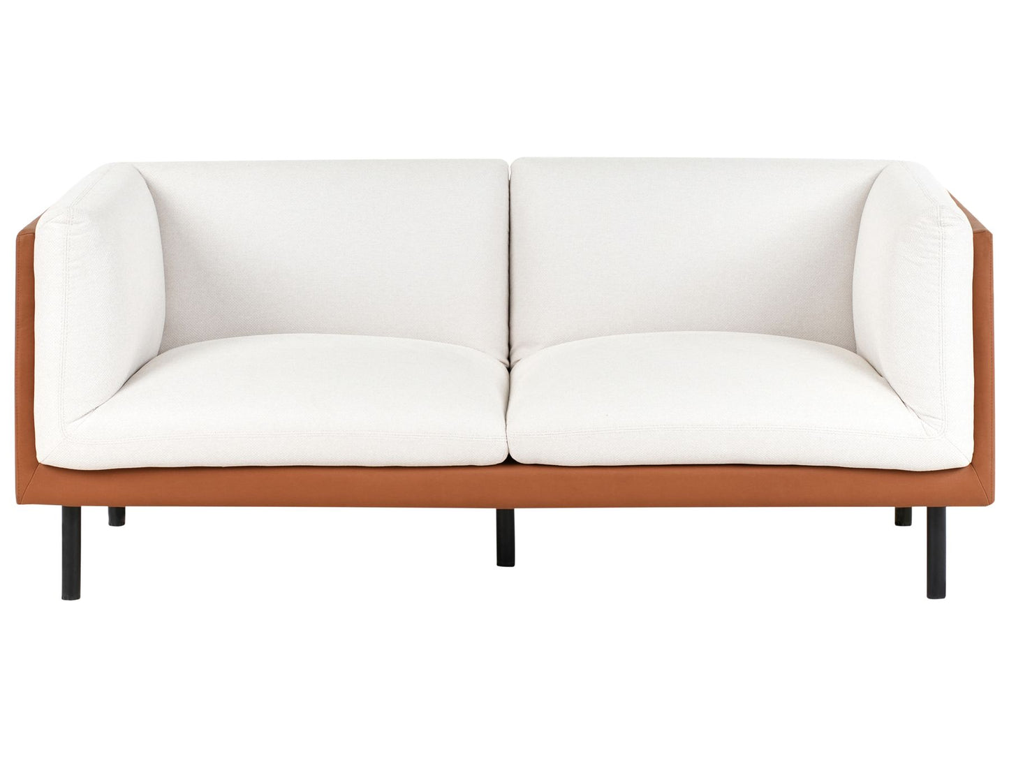 2 Seater Faux Leather Sofa Off-White and Brown VORGOD