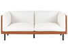 2 Seater Faux Leather Sofa Off-White and Brown