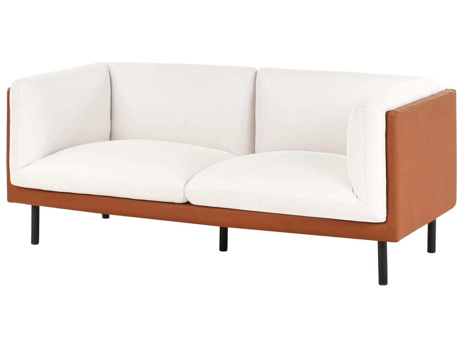 2 Seater Faux Leather Sofa Off-White and Brown VORGOD