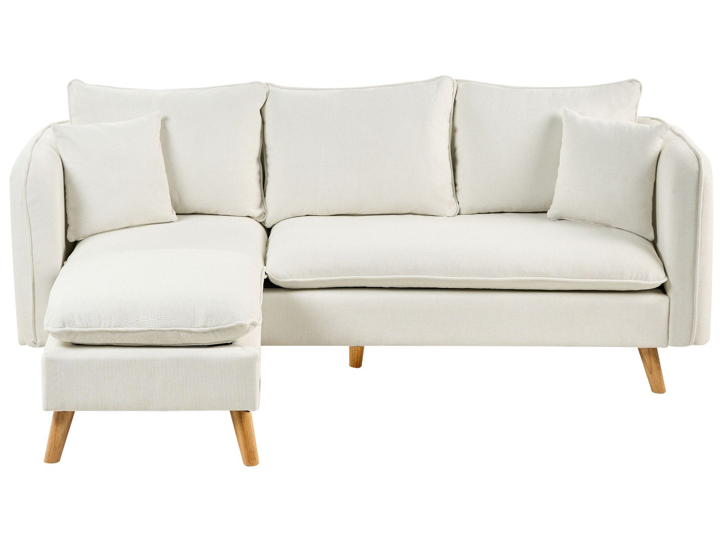3 Seater Fabric Sofa with Ottoman White DALVIK