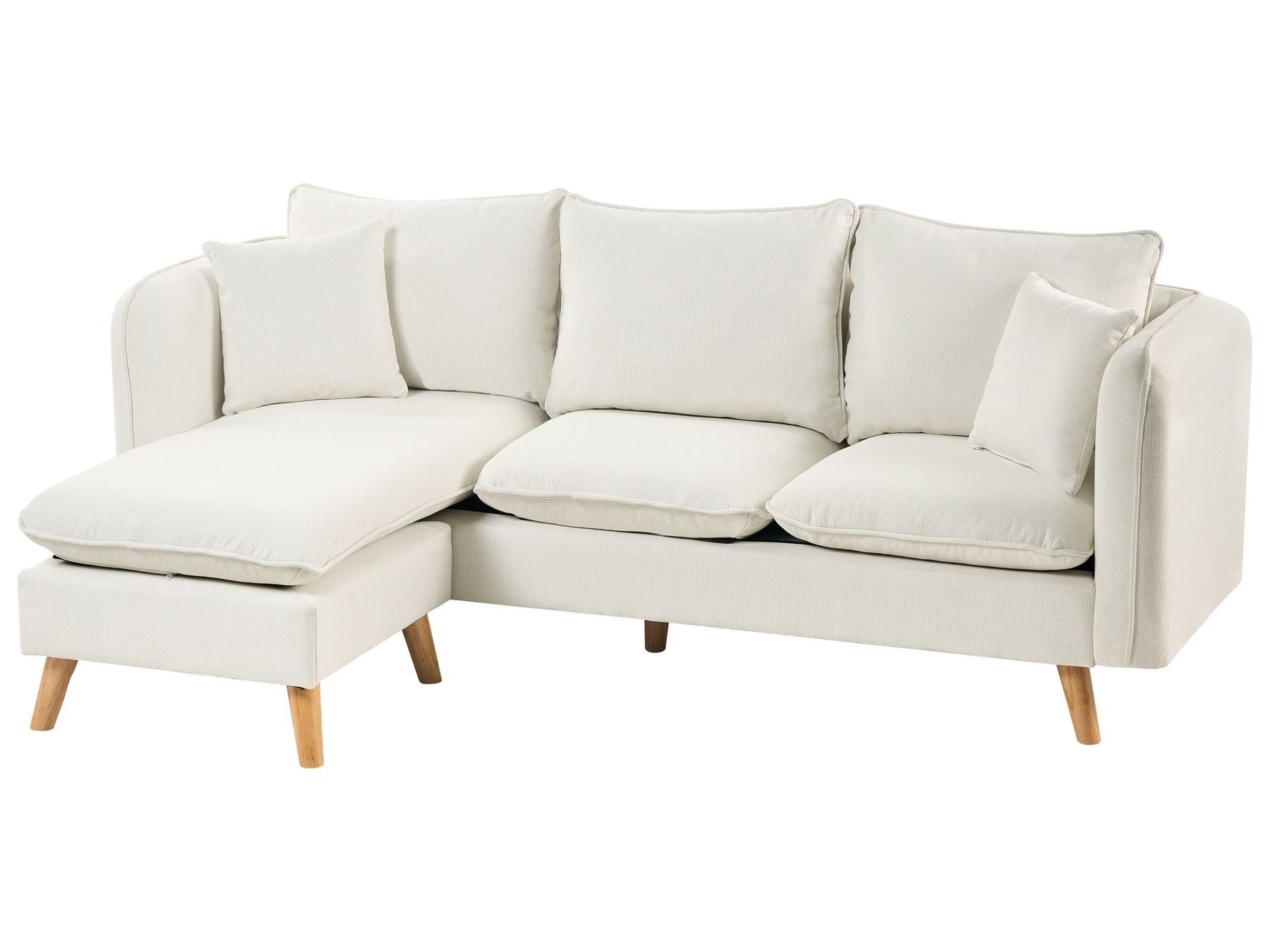 3 Seater Fabric Sofa with Ottoman White DALVIK