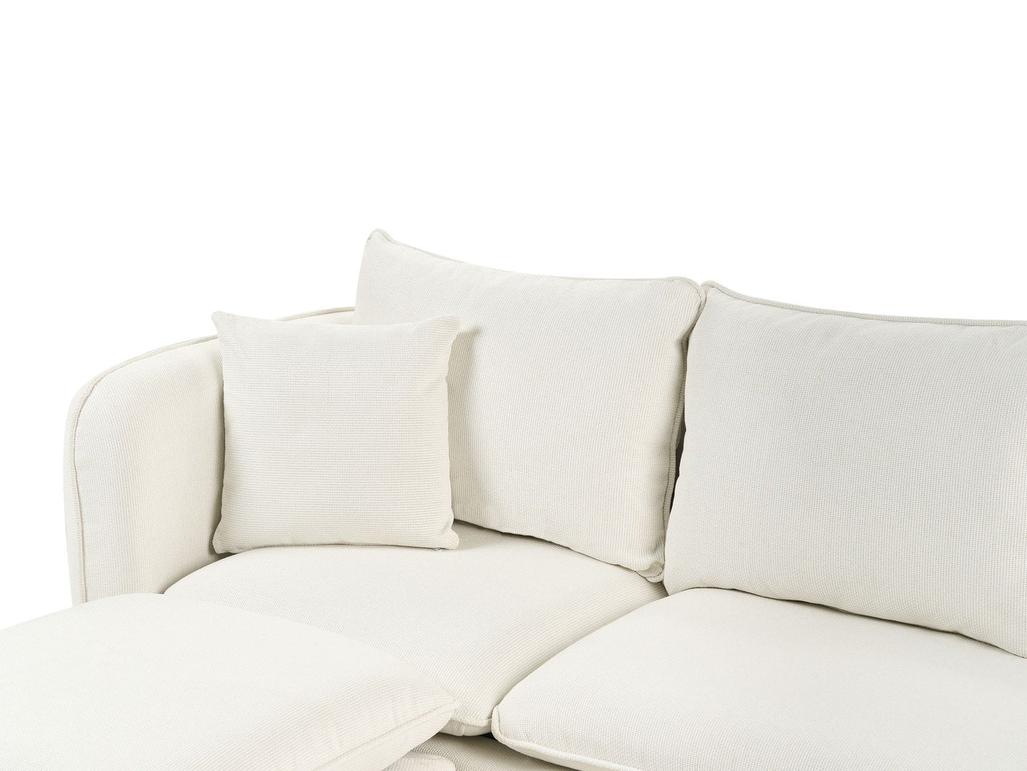 3 Seater Fabric Sofa with Ottoman White DALVIK